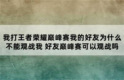 我打王者荣耀巅峰赛我的好友为什么不能观战我 好友巅峰赛可以观战吗